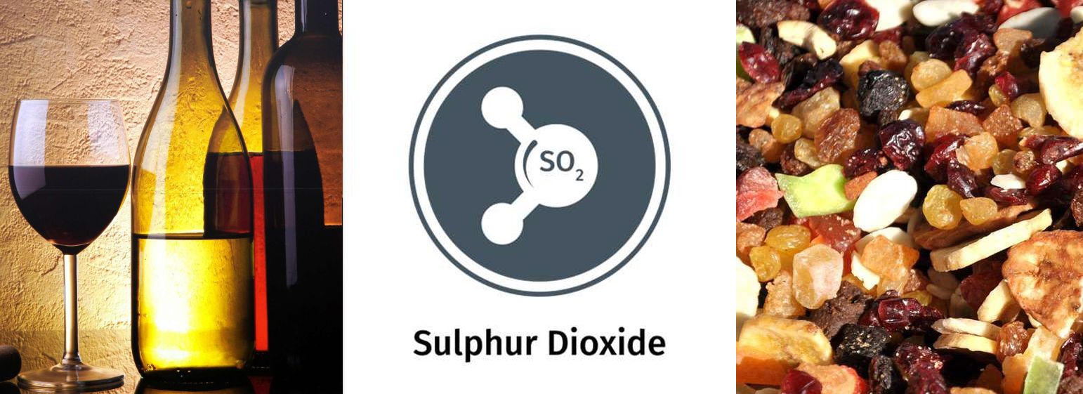 The 14 Allergens: Images of wine and dried fruit, and the sulphites allergy icon.