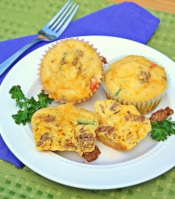 Breakfast muffins on a plate.